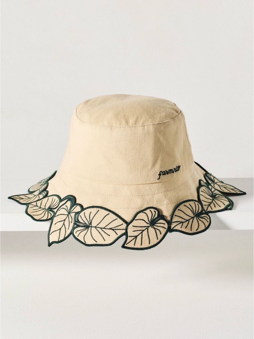 Anthropologie- Farm Rio Leaf Trim Bucket Hat